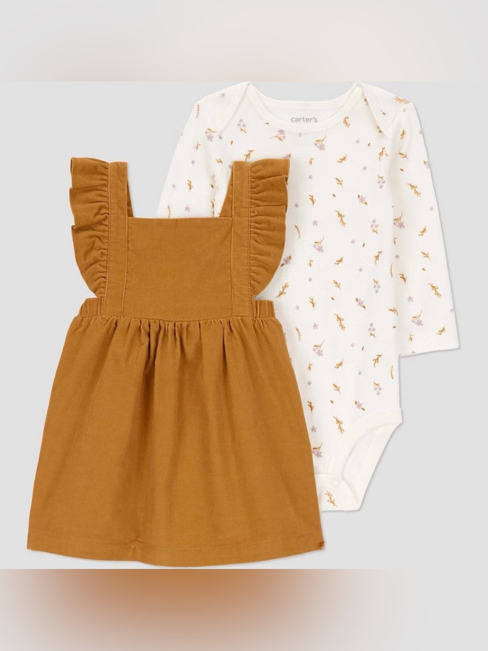 NWT Carter’s Baby 2-Piece Floral Bodysuit & Corduroy Jumper Set, Size 3Mo